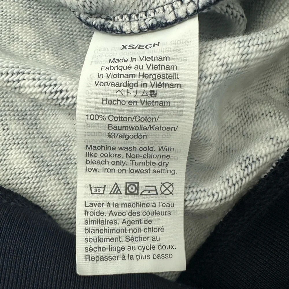 J. Crew Navy & White Polka Dot Printed X-Small Crewneck Sweatshirt